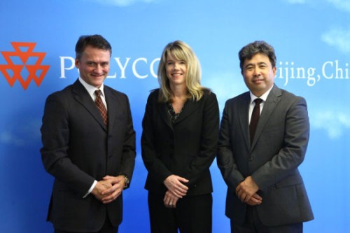 Polycom��̫�^(q��)�����ձȺ����������ޅ^(q��)����Hansjoerg Wagner (��һ)��Polycomȫ���N�ۈ�(zh��)�и�����Tracey Newell(����)��Polycom�Ї��^(q��)����(j��ng)�����(��һ)